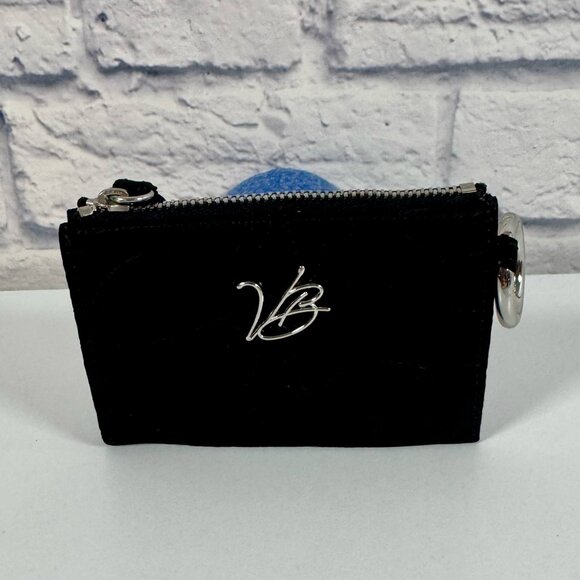 Vera Bradley Black Mini Zip ID Coin Purse with Key Ring - Picture 1 of 6